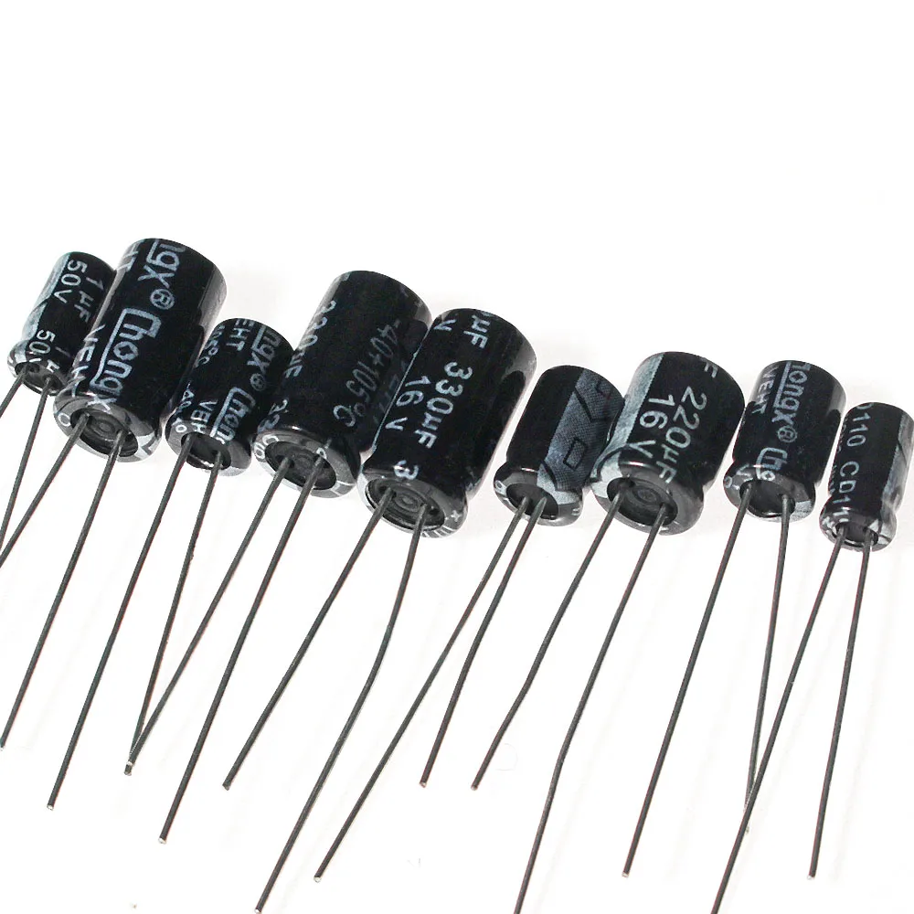Kit de condensadores electrolíticos de aluminio, 120 Uds., 16V, 25V, 50V, 12 valores, 1uF ~ 470uF para paquete de componentes de condensadores electrónicos DIY