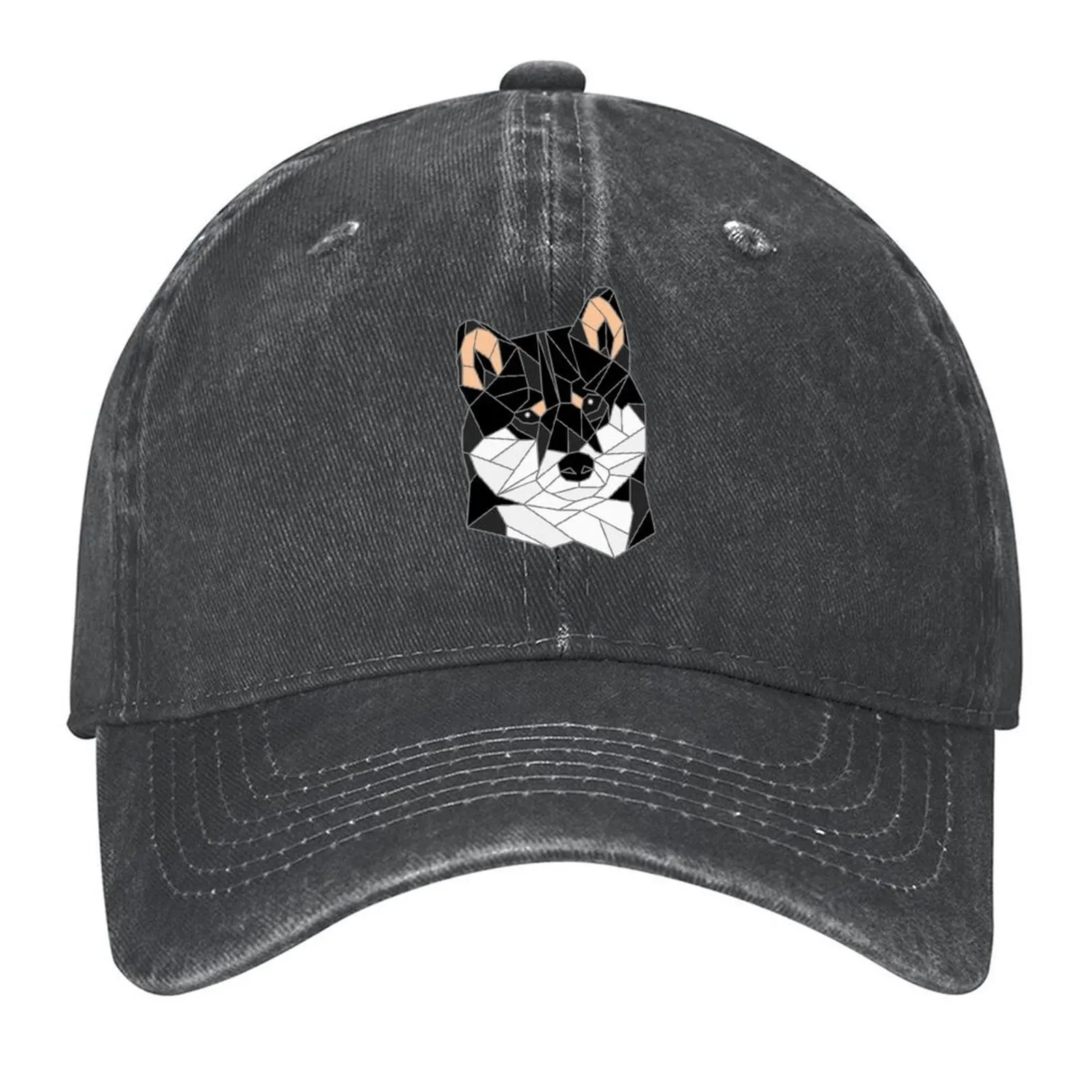 

Black Shiba Inu Stained Glass Baseball Cap Bobble Hat western Hat Golf Hat fishing Men's Luxury Women's