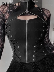 AltGoth Dark Gothic Vintage Bandage Vest Women Harajuku Punk Grunge Halter Corset Camis Emo Alternative Streetwear Rave Outfit