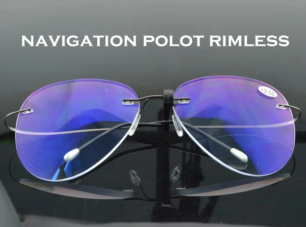 Large Frame Pilot New B Titanium ONLY 2G Ultra-light elasti MEN WOMEN Rimless READING GLASSES +0.75 +1 +1.25 +1.75 to +4