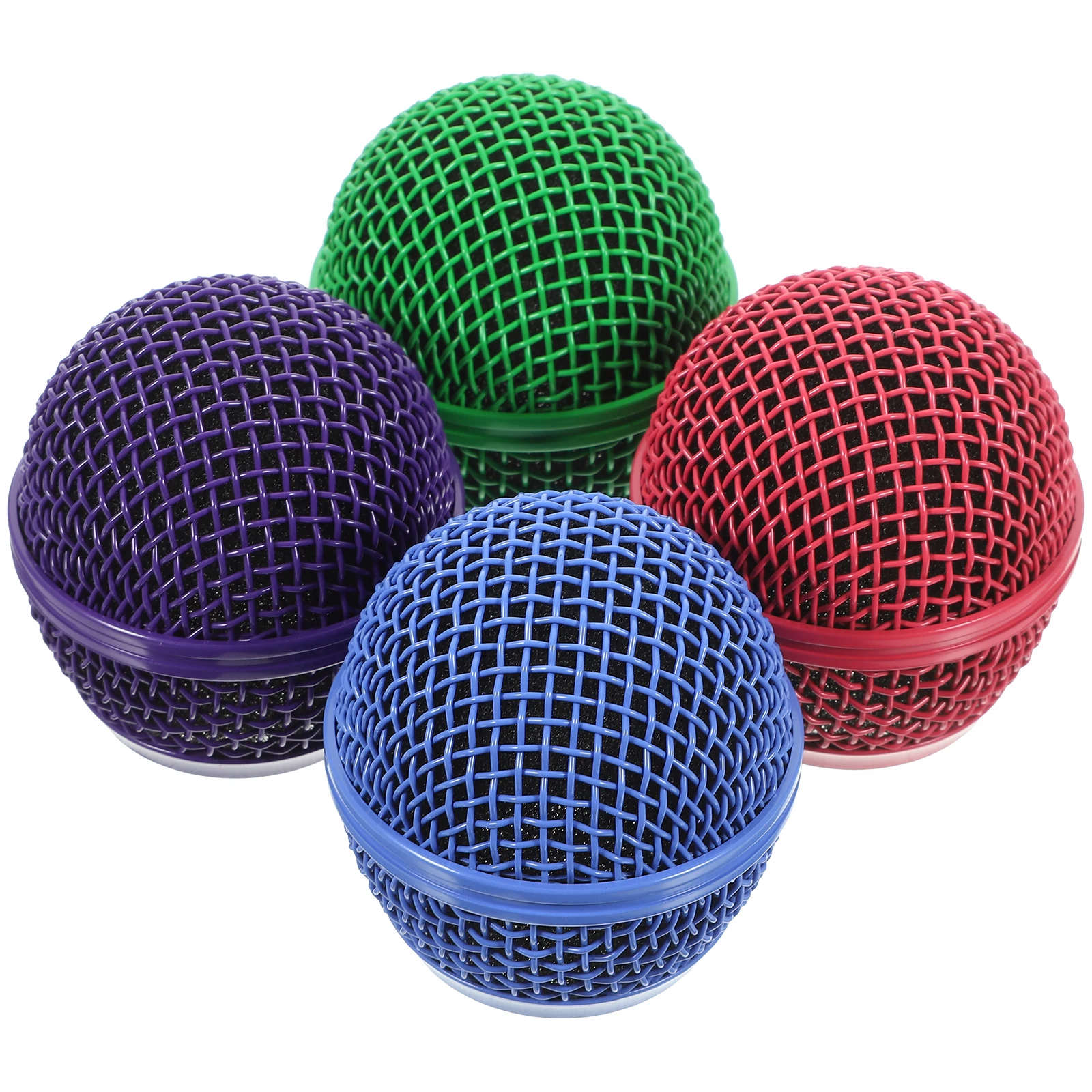 

4 Pcs Microphone Grille Mesh Head Windscreen Accessories Replacement Metal Cover Black Gold Red White microphone grill cover