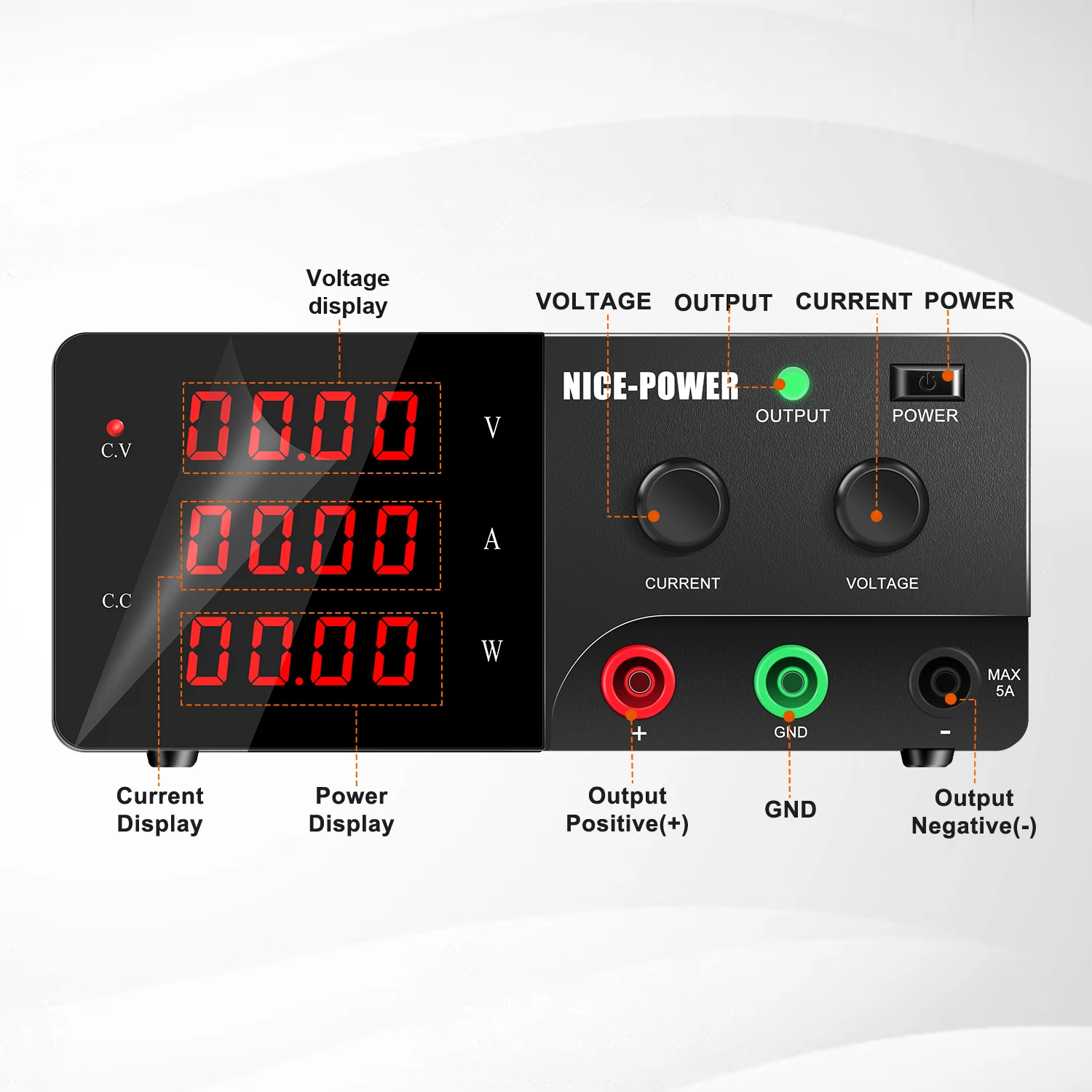 NICE-POWER 120V 10A Adjustable DC Power Supply 200V 5A High Power Digital Power Source 60V 20A Output For Charging Aging Testing