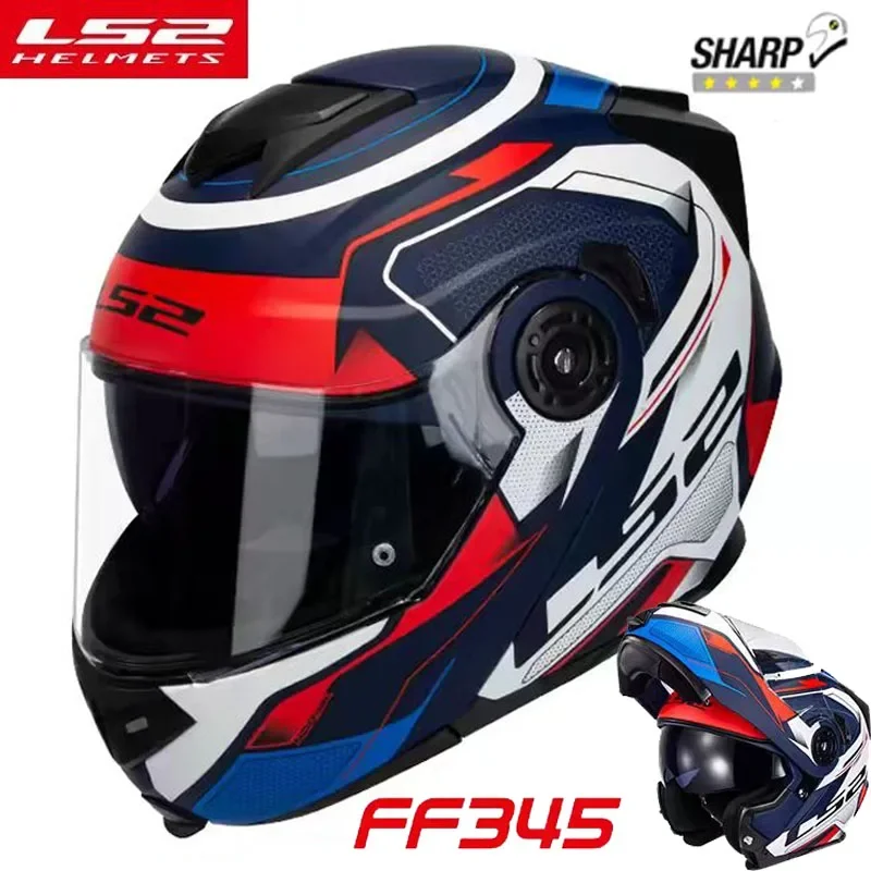 

LS2 FF345 Flip Up Motorcycle Helmet Double lens Full Face Off-road Racing helmet Cascos para moto Capacete Men Motocross DOT