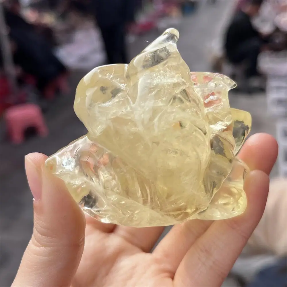 Natural Crystal Quartz Citrine Nine-Tailed Fox Carving Healing Ornaments Animal Statue for Home Decor Room Decoration Gift view 6