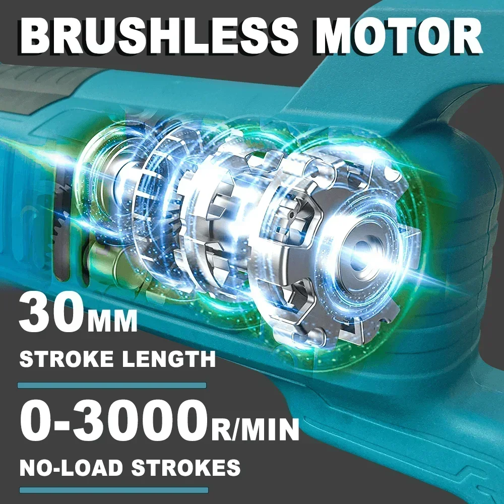 PATUOPRO Brushless Reciprocating Saw Rechargeable Cordless Electric Saw Woodworking Handheld Cutting Tool For Makita 18V Battery