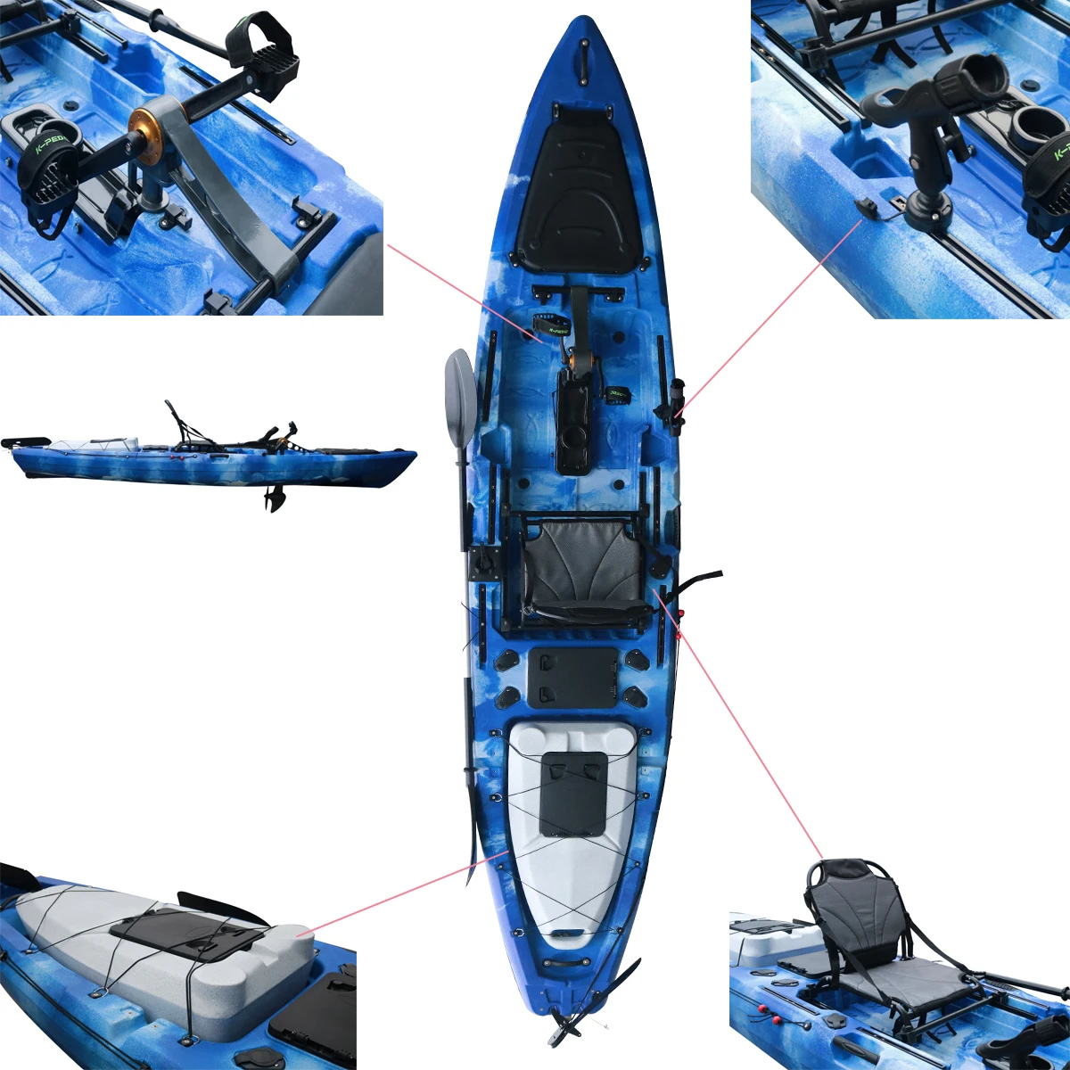 

13.5ft Professional Fishing Kayak for Single Person Sit on Top with Paddle and Pedal