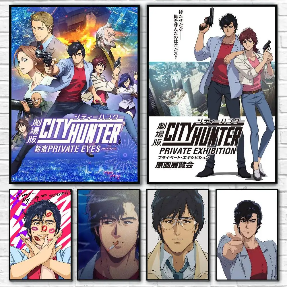 1 Stück Anime C-City Hunter P-PRIVATE EYES Poster Aufkleber Druck Wasserdichte Wandkunst für Wohnzimmer Schlafzimmer Heimdekoration