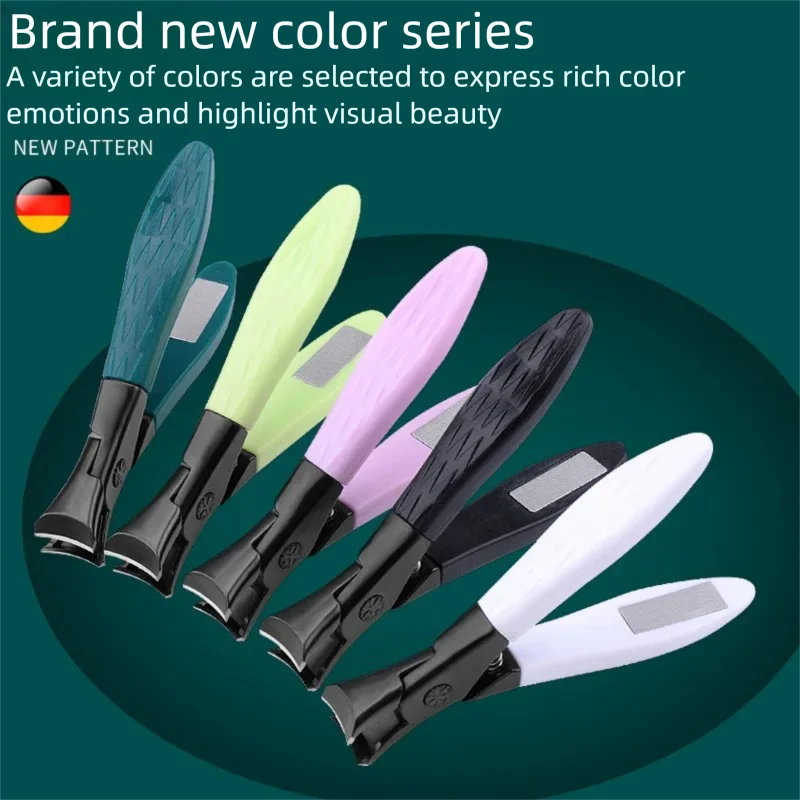 Wide-Opening Splash-Proof Nail Clipper with File, Nail Scissors, and Nail Nippers—Portable for Toe Nails and Thick, Hard Nails