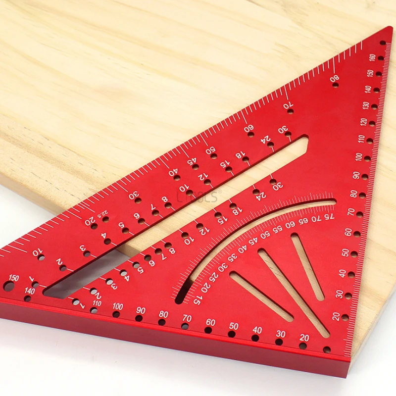 알루미늄 합금 목공 특수 삼각형 눈금자 고정밀 미터법 90도 각도 눈금자 마킹 측정 목공 도구