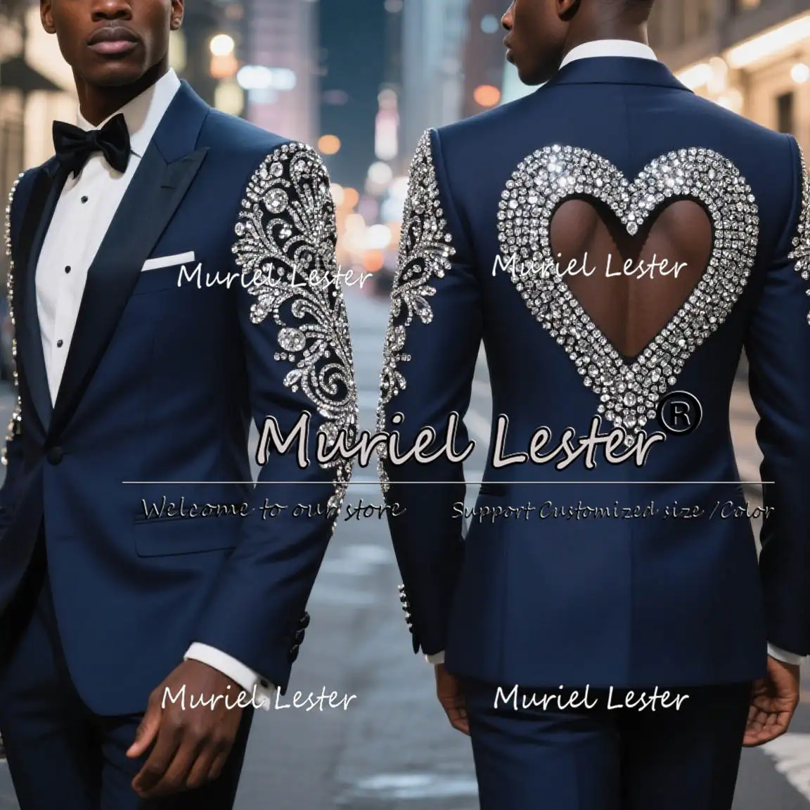 

Блестящие костюмы с камнями из бисера, мужские комплекты из 2 предметов, однобортные вечерние пиджаки, индивидуальные свадебные смокинги для жениха, мужское банкетное платье