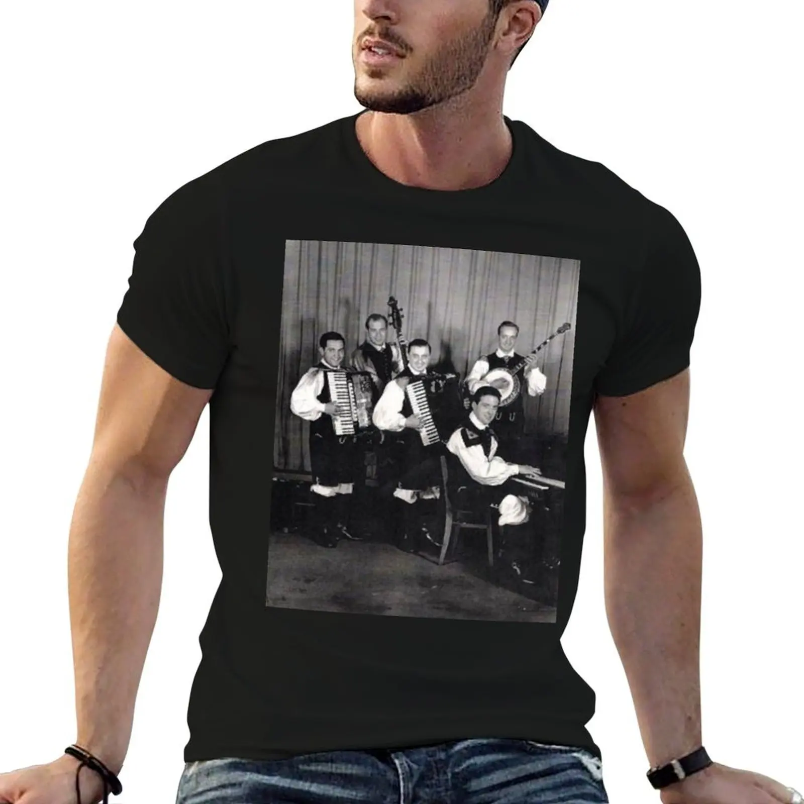 Frankie Yankovic and His Yanks 1950s B&W photo T-Shirt cute tops funny shirt cotton mens t shirt graphic