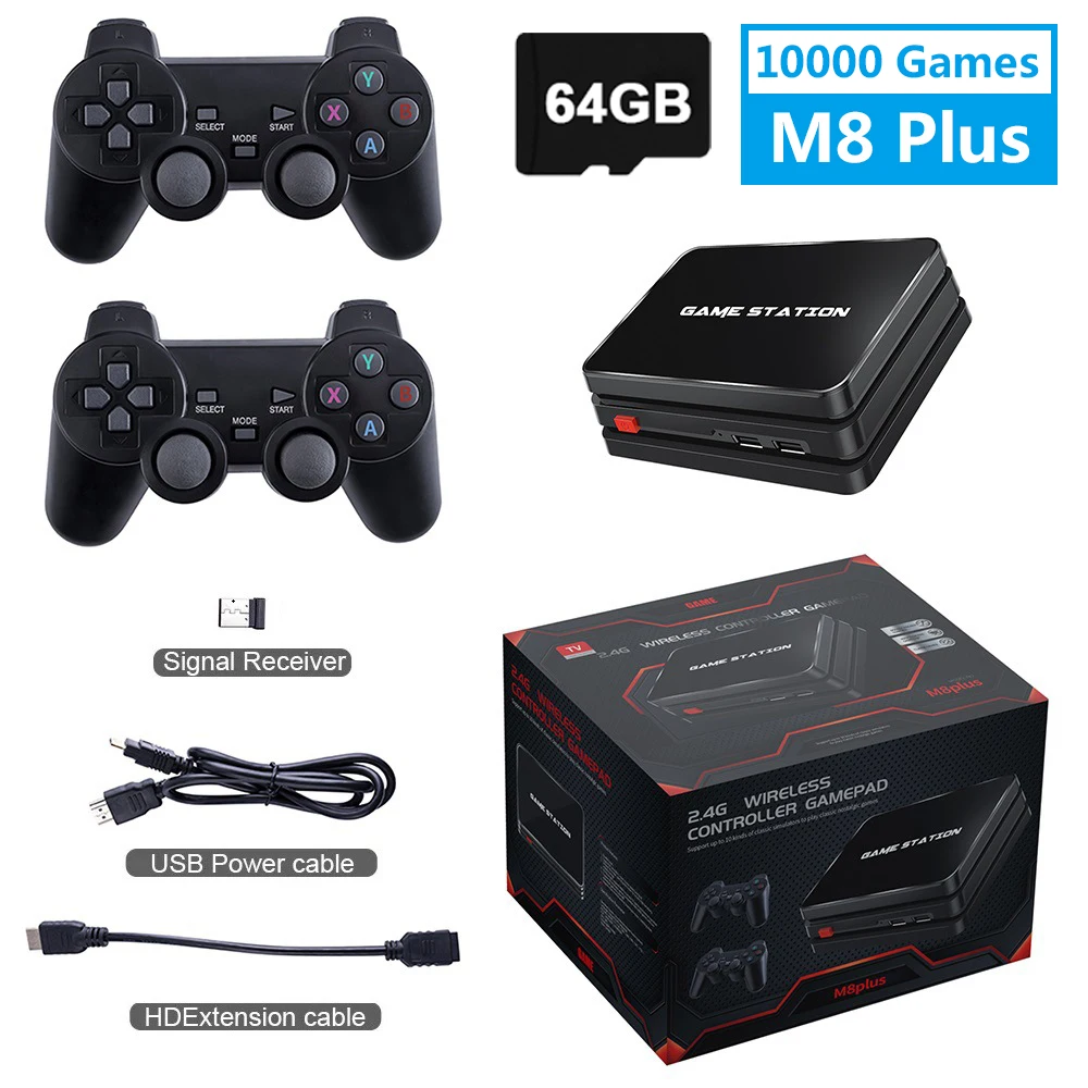 Consola de videojuegos con cuatro núcleos, 4K, HD, más de 10000 juegos integrados, PS, Retro, juego de TV con controlador de juegos para PS1/GBA/FC/MAME