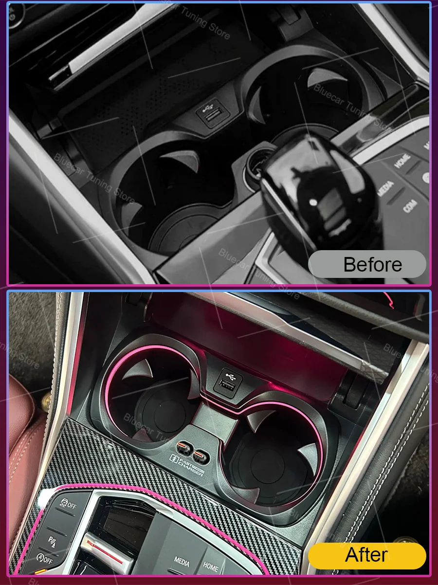11-Farben-LED-Becherhalterlampe für BMW G20 G22 G80 G82 G42 M2 M3 M4 I3 I4 Neue 2/3/4 Serie Dekorative Ambientebeleuchtung Auto-Zubehör – Detail 1