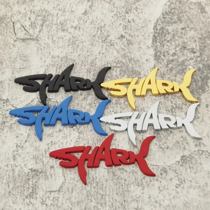High-quality Custom Metal Car Stickers Featuring Shark Color Patterns and Letters. DIY Personalized Decorative Accessories