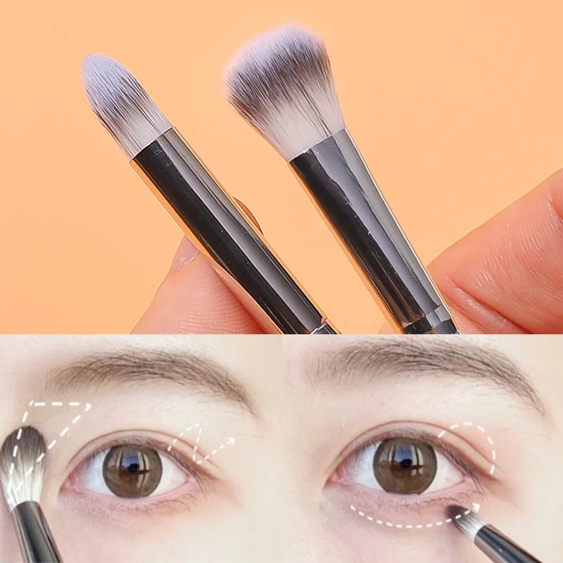 Profissional dupla cabeça natural olho maquiagem pincéis sombra contorno compõem ferramentas detalhe highlighter sombra manchas escovas