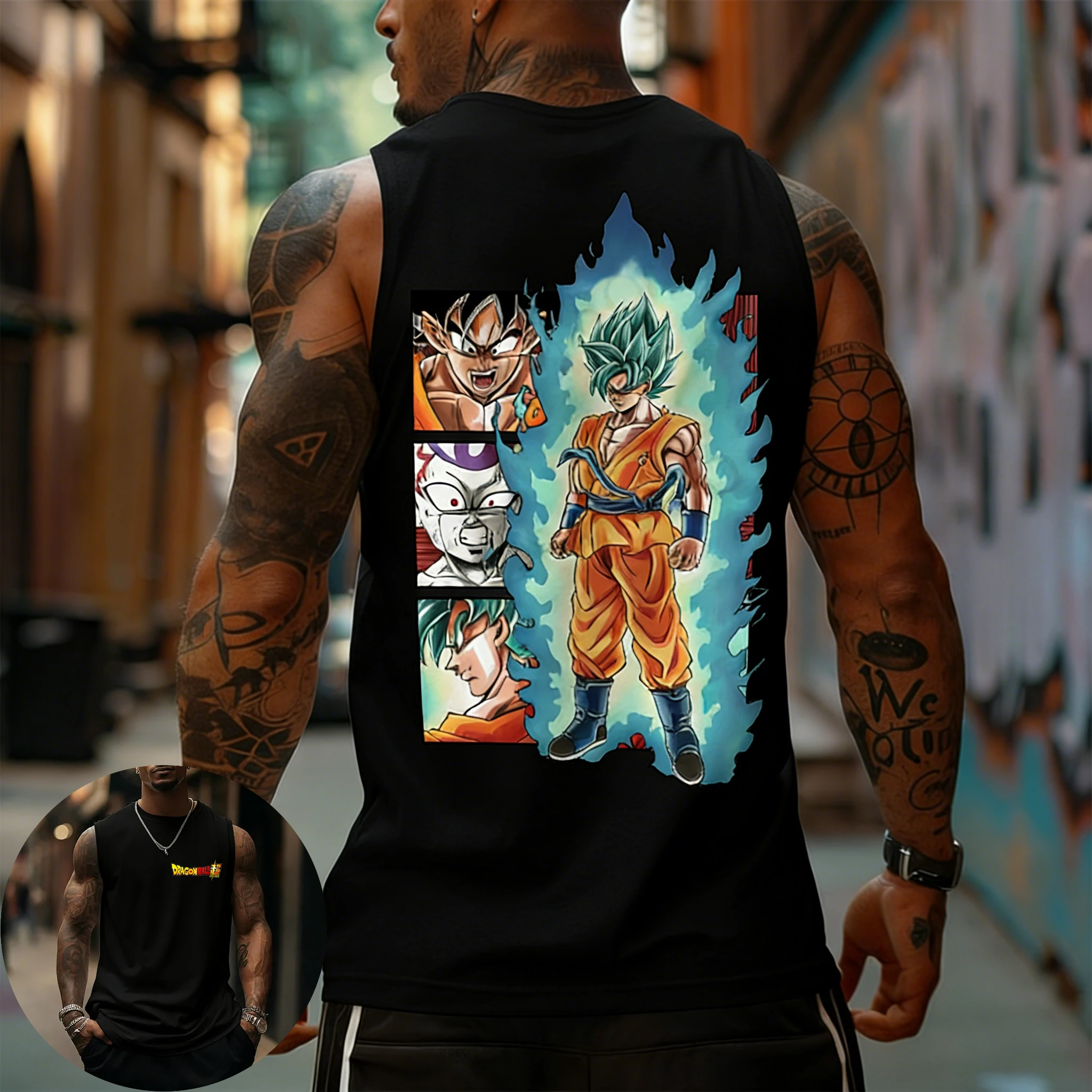 

Летняя коллекция 2026: Майка унисекс с 3D-принтом Dragon Ball (Супер Сайян Блю Гоку и Фриза), оверсайз, дышащая, для фитнеса, в стиле ретро-стритвир