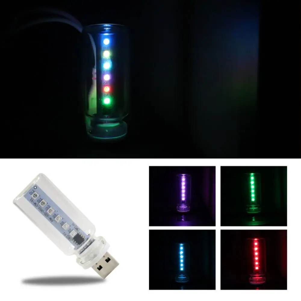 

Clear/Frosted Glass USB Night Light Adjustable Brightness Touch Control Car Atmosphere Lamp RGB Color DC5V