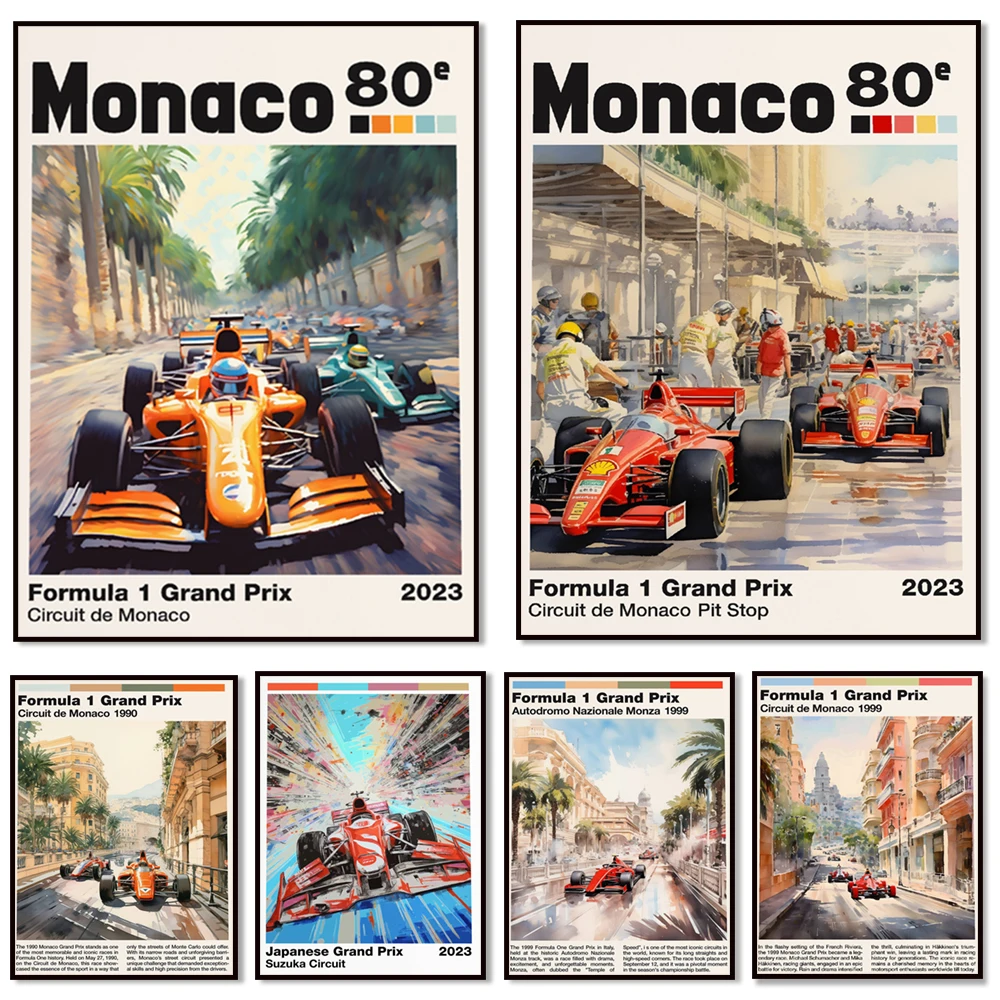 

2023 Monaco Grand Prix Poster, Formula One Car Pit Stop Print, Japan Suzuka Circuit Poster, Retro Racing Wall Art, Racing Gift