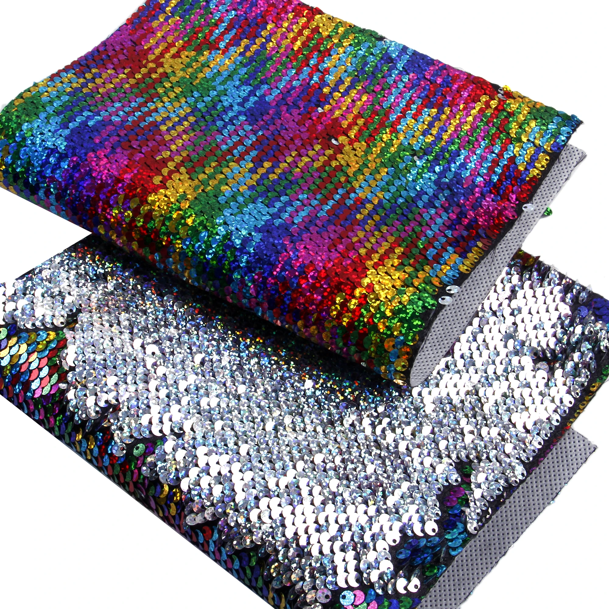 1Pc 7.87x12.99inch Flip Up Reversible Sequins Fish scale Mermaid Fabric Iridescent Rainbow Color Sequins Material for DIY Handba