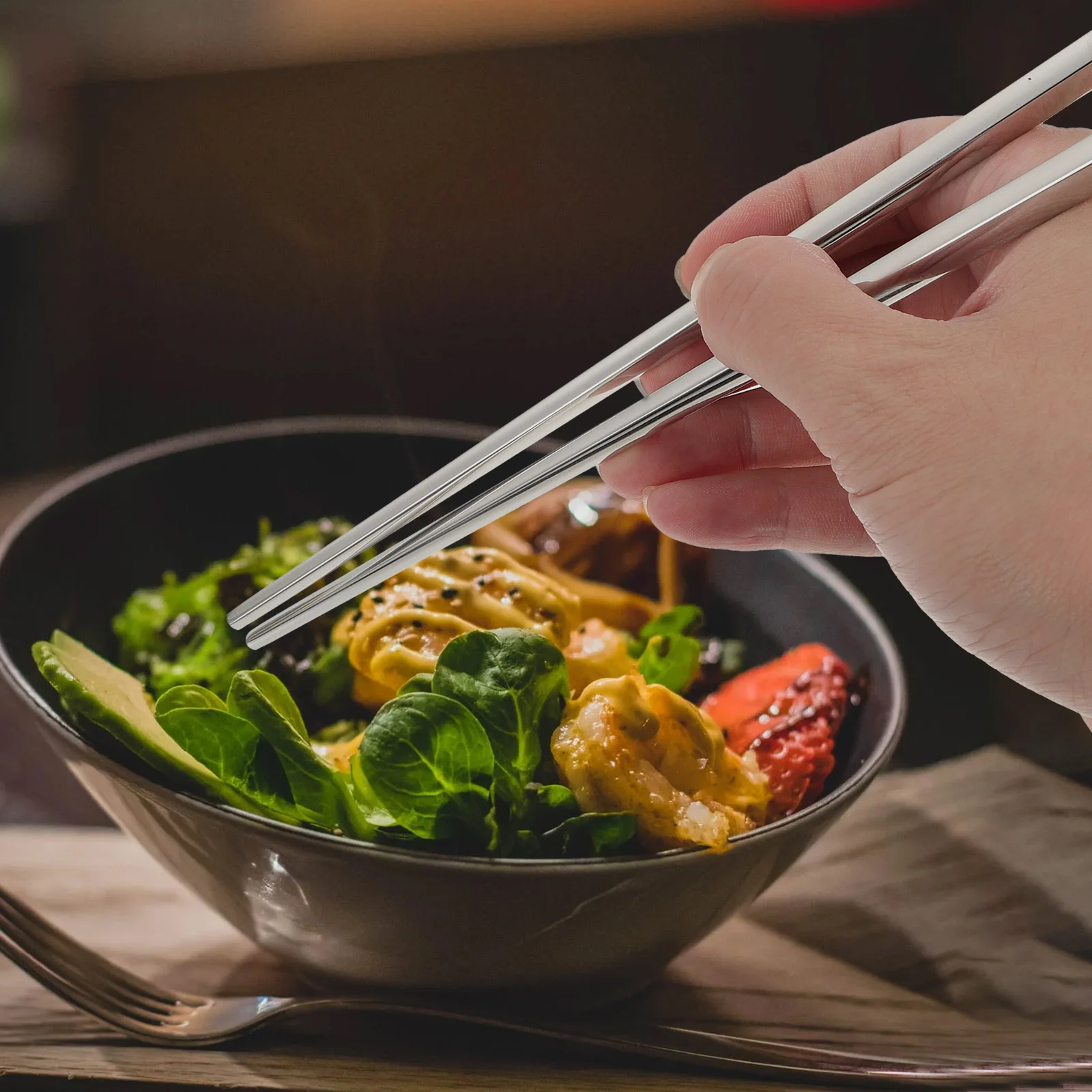 

1Set Stainless Steel Cutlery Portable Durable Tableware Set Spoon Chopsticks Box for Outdoor Camping Picnic Portable Tableware