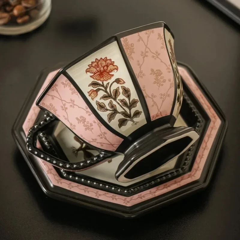 Medieval ceramic coffee cup, high-end exquisite French retro ceramic, light luxury, high value design, niche afternoon tea