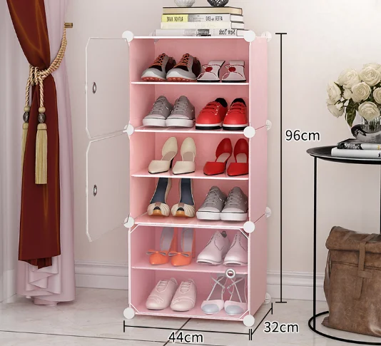 Modern Plastic Storage Cabinet Shoe Rack for Living Room Dining Transparent Door Extendable Foldable Practical