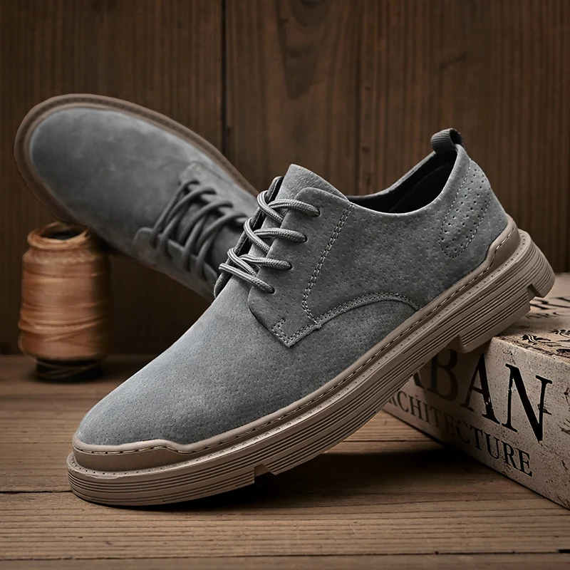 

Men Casual Shoes lace up oxfords cow suede Leather Men Shoes outdoor Work Designer Mens Flats office Work Shoes men sneakers