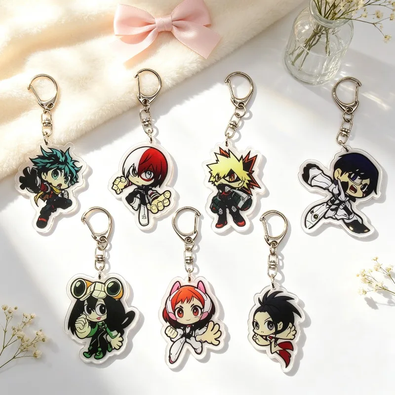 7-teiliges Set Anime-Schlüsselanhänger My Hero Academia Acryl-Schlüsselanhänger Izuku Bakugo Katsuki Anhänger Zubehör Niedliche Cartoon-Geschenke Großhandel – Detail 1