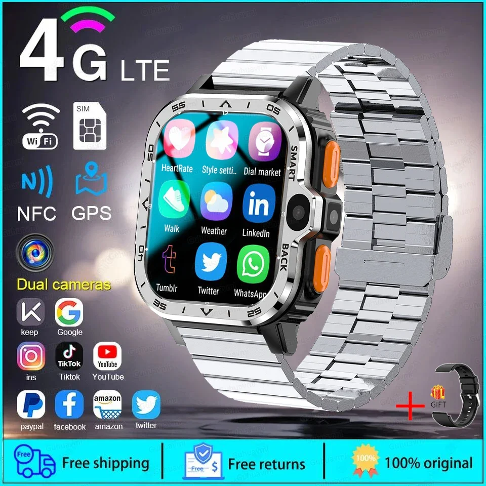 GUHUAVMI PGD SmartWatch 4G LTE GPS Wifi SIM Karte NFC Dual Kamera Robuste 64G ROM Lagerung Herzfrequenz Sport Smart Uhr Männer 10
