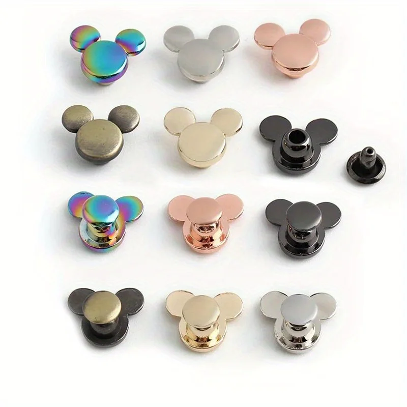 10PCS cartoon mouse shape metal rivets diy round head stud fastening hardware accessories suitable for clothing wallets crafts