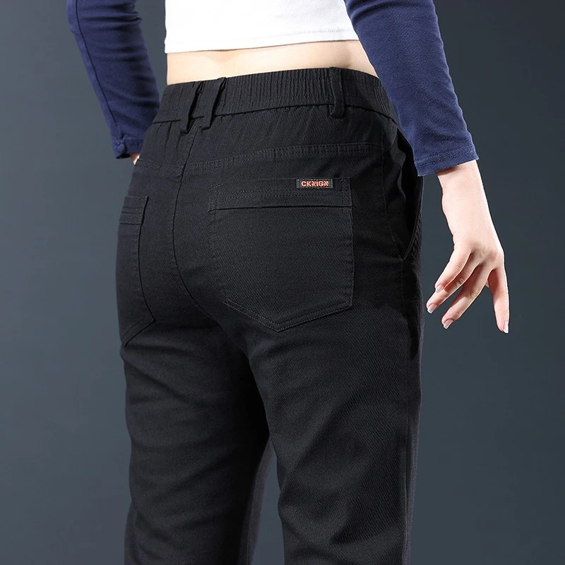 

Elastic Waist Fashion Men's Autumn Casual Pants Straight Korean Slim Little Feet Trousers Solid Color Stretch Male Clothes Pants