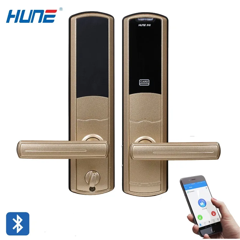

[2026]HUNE Good Price Digital Waterproof Smart Password Keypad For Airbnb Smart Door Keyless Entry Golden