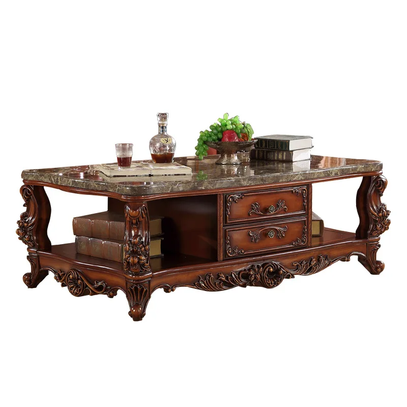 

European solid wood modern durable elegant coffee table storage TV cabinet living room set American dining table