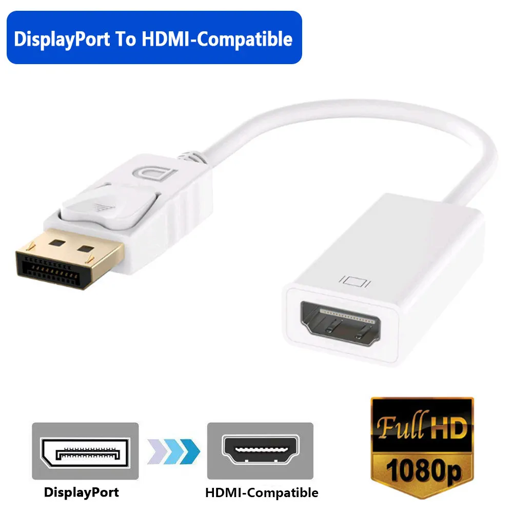 Dp displayport para hdmi-adaptador compatível hd tv conversor de conecto vídeo 2k 4k 1080p para desktop computador portátil tv monitor projetor