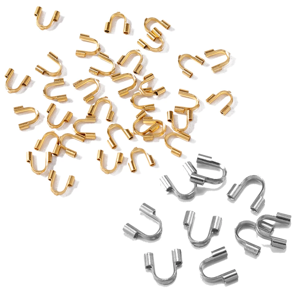 10-30pcs/lot 4x4.5mm Stainless Steel Wire Guardian Wire U Shaped Protectors Loops For DIY Jewelry Making Finding Accessories