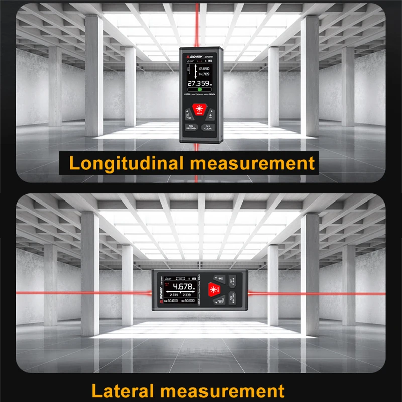 SNDWAY Dual Laser Distance Meter Bilateral Laser Rangefinder 60/100M Rechargeable Digital Tape Measure Profesional Range Finder