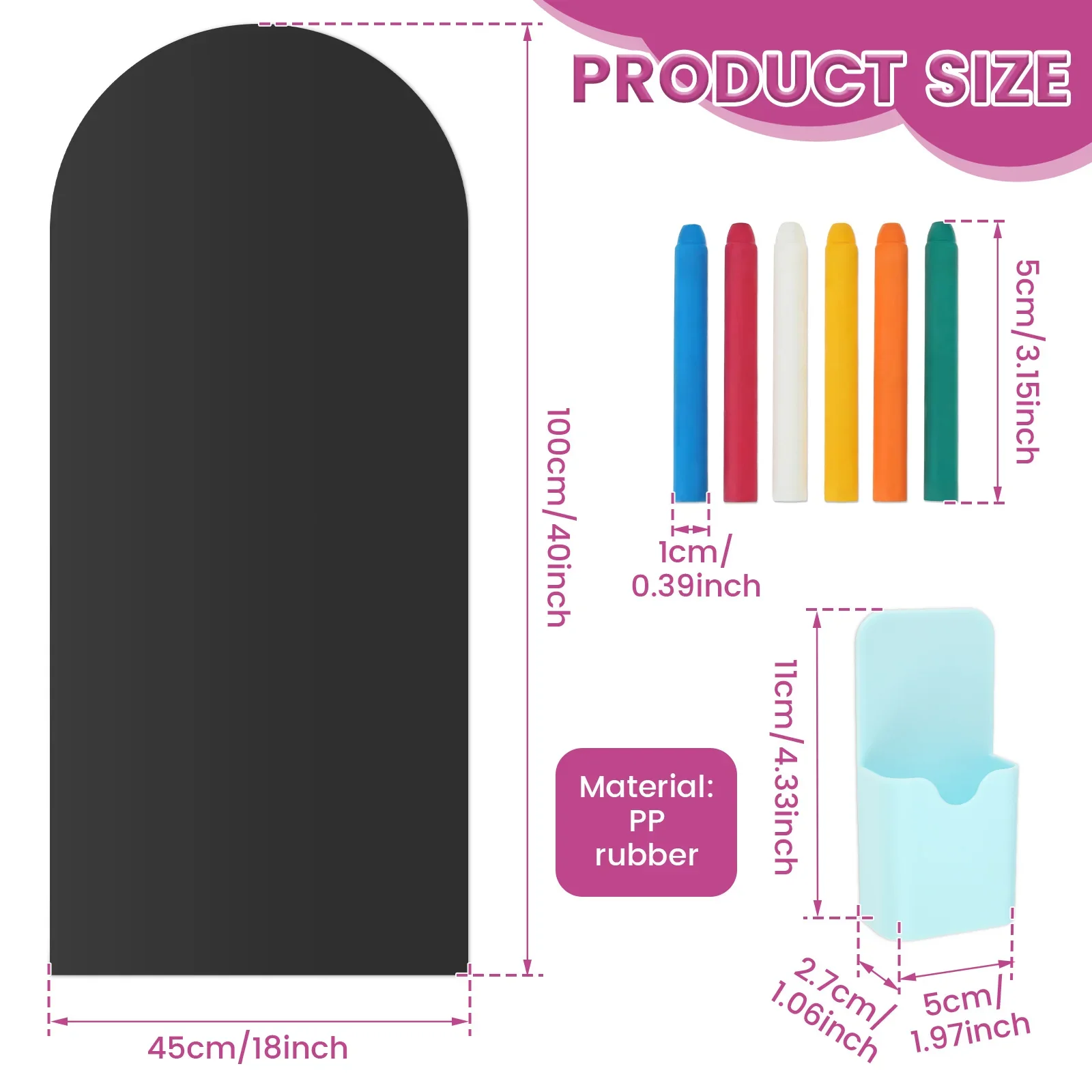 Arch Magnetic Wall Decal 40" x 18" Magnet Chalkboard Sticker for Wall Magnetic Whiteboard Sticker for Playroom Home Classroom view 6
