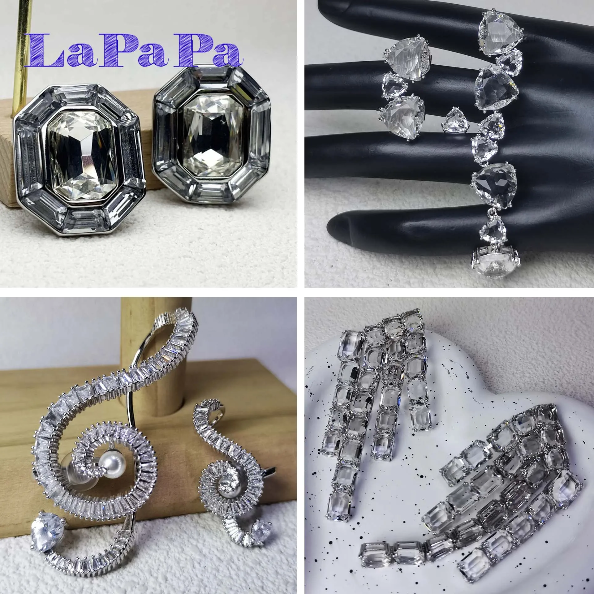 

Новинка 2025, геометрические серьги-клипсы из нержавеющей стали, роскошные брендовые серьги-клипсы с кристаллами, женские идеально подходят в качестве свадебного подарка