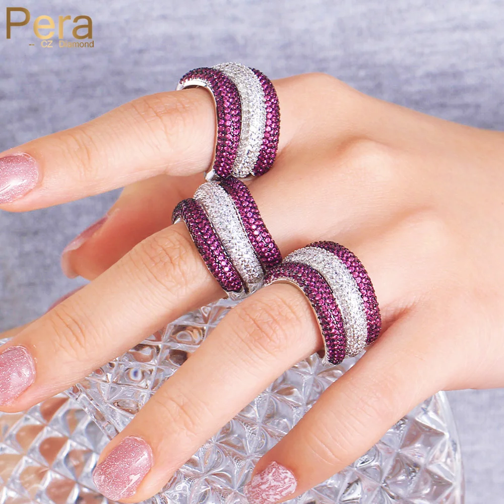 Pera Opensize Rode En Witte Zirconia Grote Verstelbare Stapelbare Ringen Voor Vrouwen Paar Wedding Promise Sieraden Gift R210