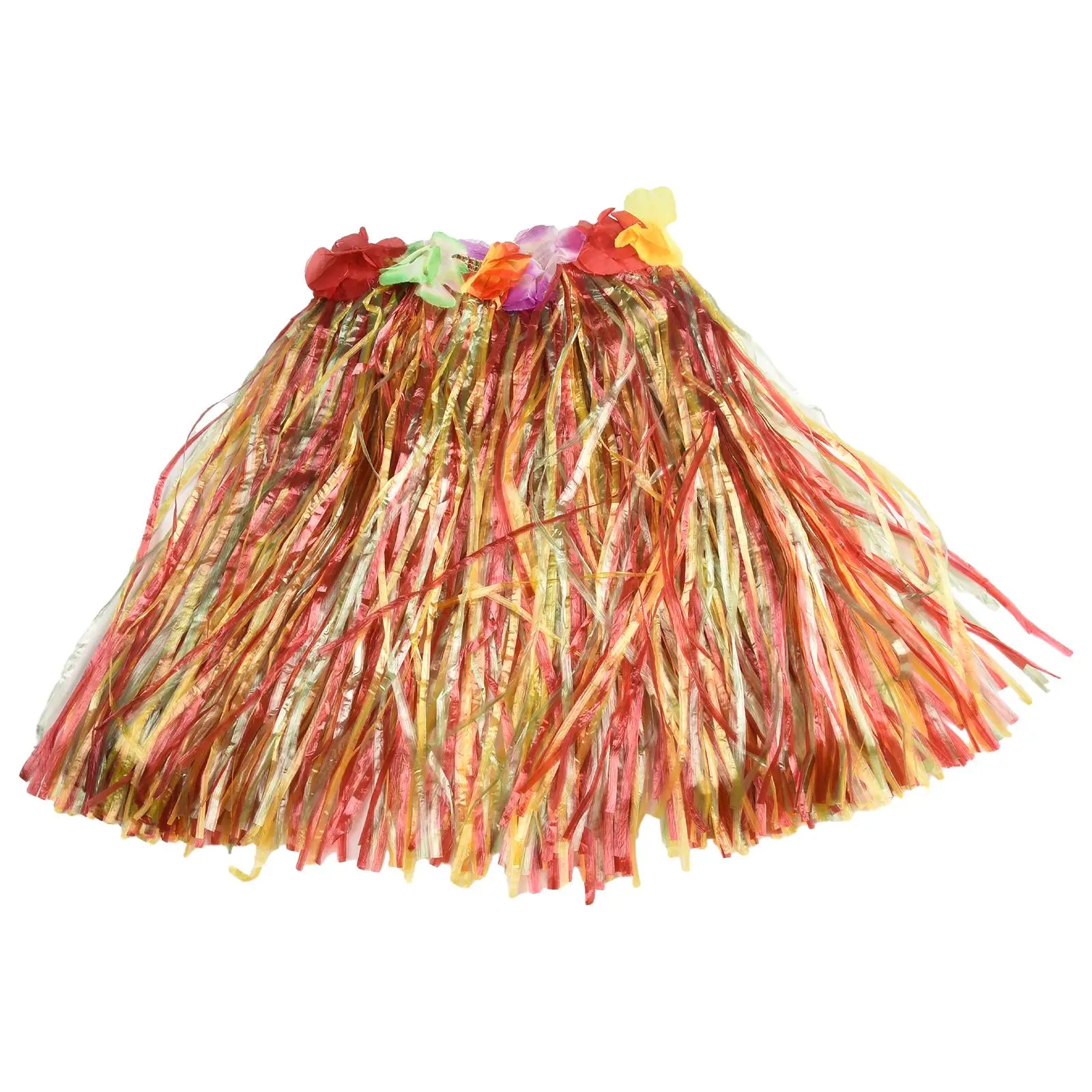 Kids Hawaiian Grass Lei Skirt Flower Wristband Garland Fancy Costume Suit Hula Prop Decoration Flower Bracelets Headband