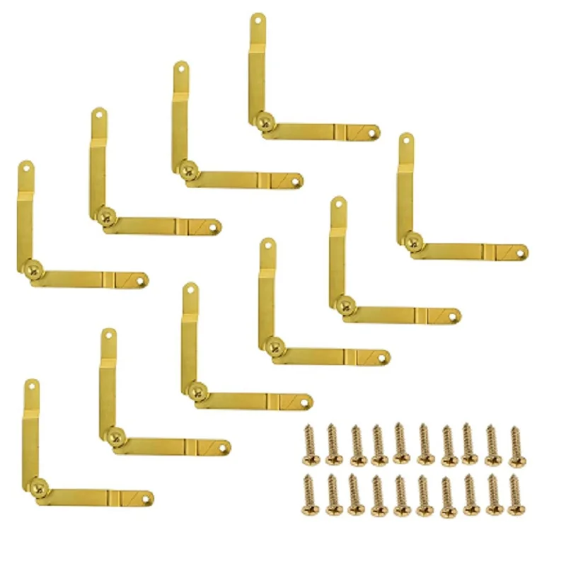 10Pc Jewelry Box Metal Cover Lid Support Hinges Folding Positioning Tripod Antique Lid Wood Case Corner Movable Hardware Bracket