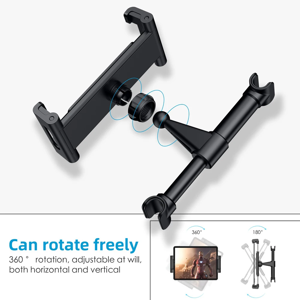 Car Tablet Phone Holder Seat Back Adjustable iPad Stand Car ipad Holder For Headrest 360 Rotation Mobile Phone Mount Support