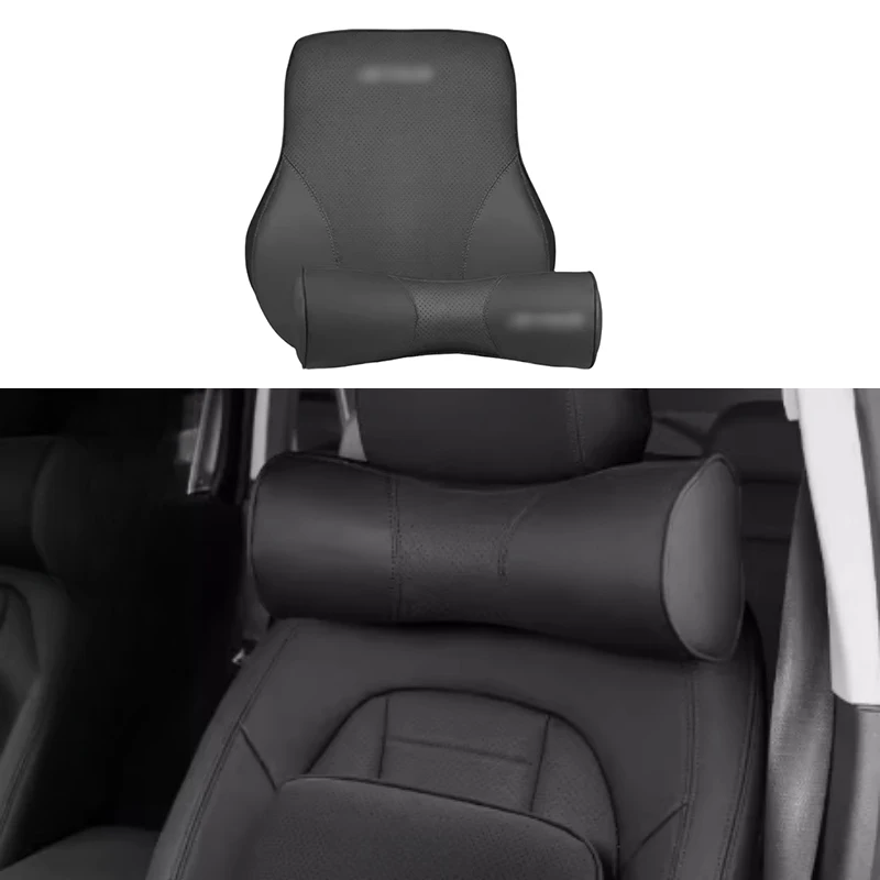 Fit for JETOUR Traveler T2 Car Leather Headrest and Lumbar Support Modified Suede Leather Neck Pillow Car Interior Accessories