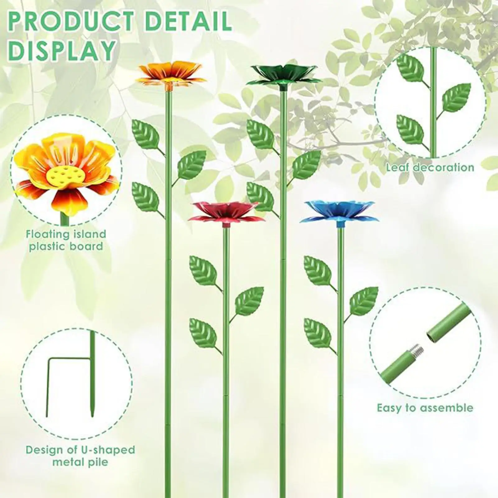 Bee Watering Cups 4 Pieces Drinking Feeder With Stake Metal Flower Shape Butterfly Bee Bath For Garden For Bird Hummingbird