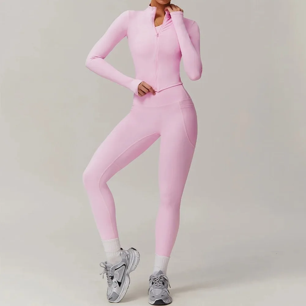 

2PCS Yoga Suit Gym Set Women Sports Set Women Long Sleeve Running Workout Sportswear Female Tracksuit Sports Shirt Yoga Clothing