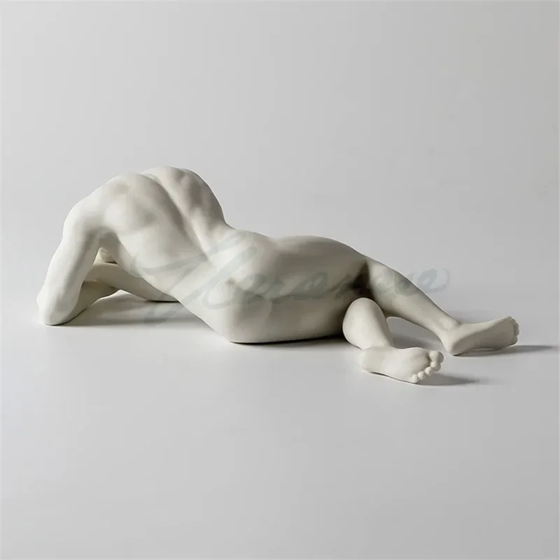 Modern Art Ceramics Statue Abstract Naked Body Art Sculpture Home Decor Nude Male Handicraft Interior Figurine Desk Decor