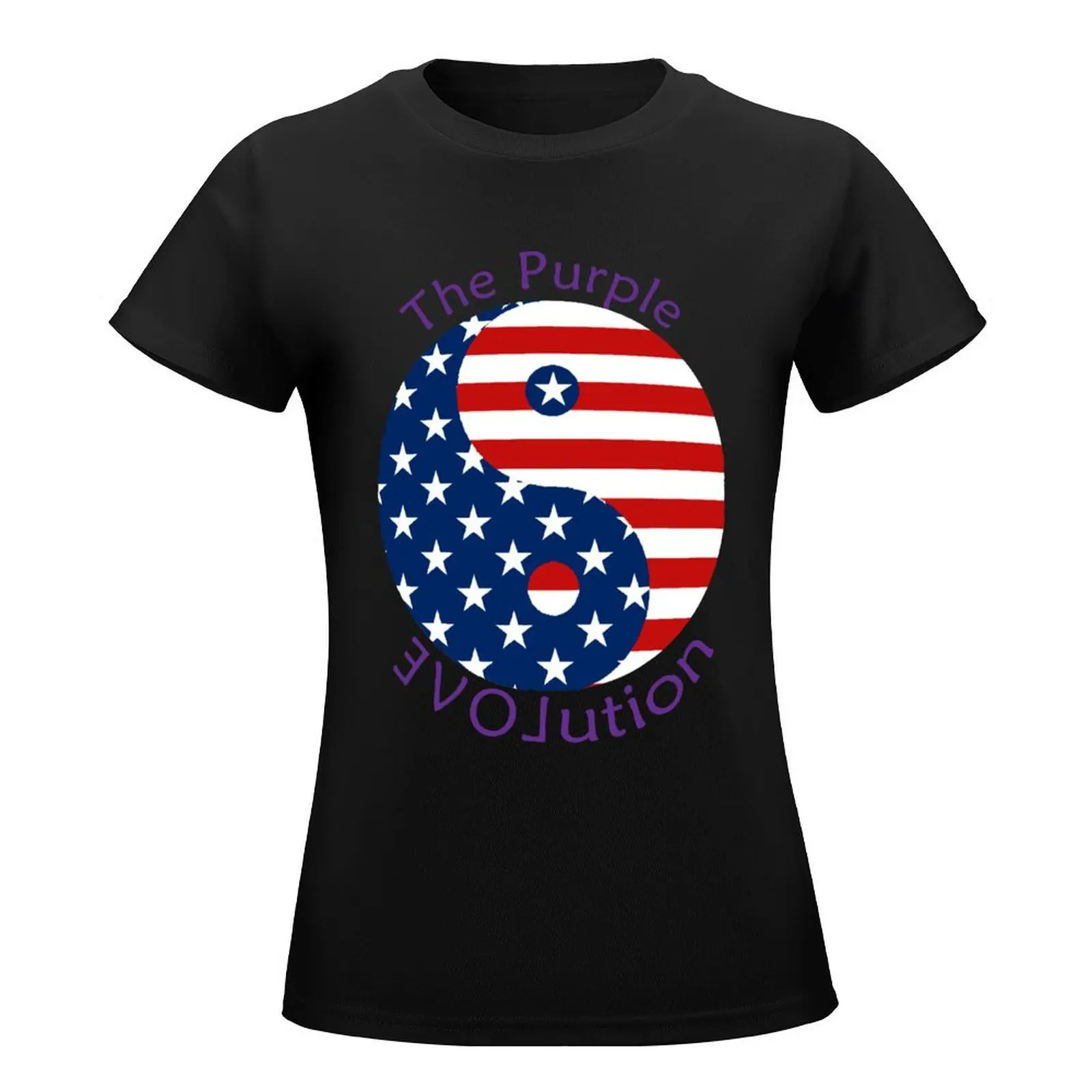 American Flag Yin Yang Purple Text The Purple Evolution T-Shirt summer top summer clothes designer clothes Women luxury