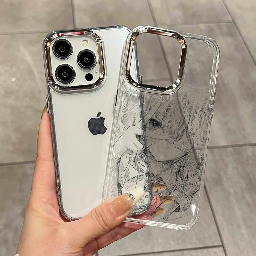 Line Art Anime Phone Case FOR IPhone 17 16 15 Pro MAX 14 13 12 16e 15Pro Plus Shell 17Air Silver Shell IMD Covers