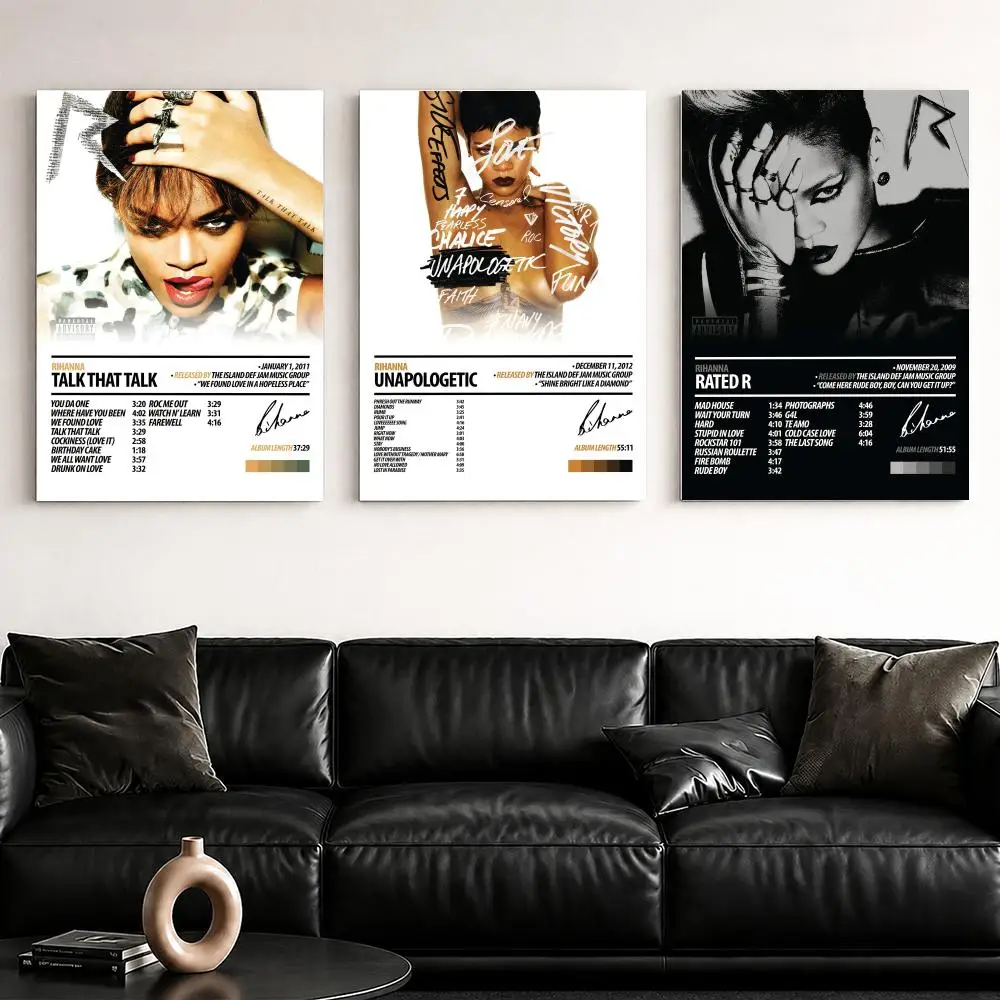 Singer Album R-RihannaS Framed Wall Painting Ready to Hang Canvas Poster for Bedroom Living Room Hallway Home Decor Gift