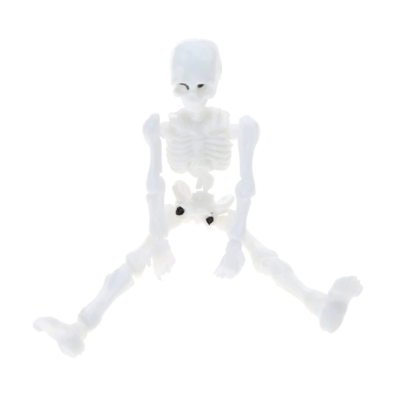 Q0KB Mainan Figur Mini Seluruh Tubuh Tengkorak Model Manusia Kerangka Mr. Bones Dapat Digerakkan Halloween